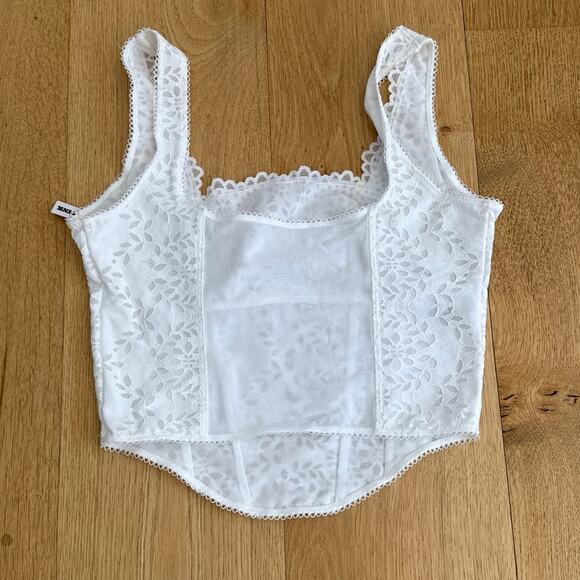 Victoria's Secret Pink Corset Top Semi Sheer Size S White - Picture 3 of 3